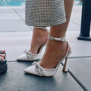 Be Mine White Sparkly Bridal Heel - Size 8